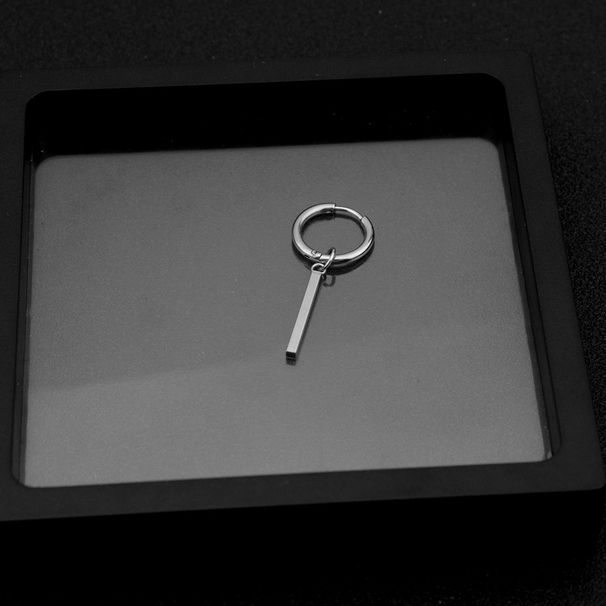 Orecchini in titanio Hip Hop Punk a barra quadrata con perno in acciaio inossidabile, lunga striscia, stile unisex, senza piercing, per orecchie_voghion.com