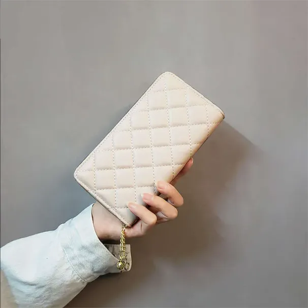 INS New Style Diamond Pattern Women's Small Long Student Coin Purse Phone Bag Card Holder Leather Wallet With Tassel_voghion.com