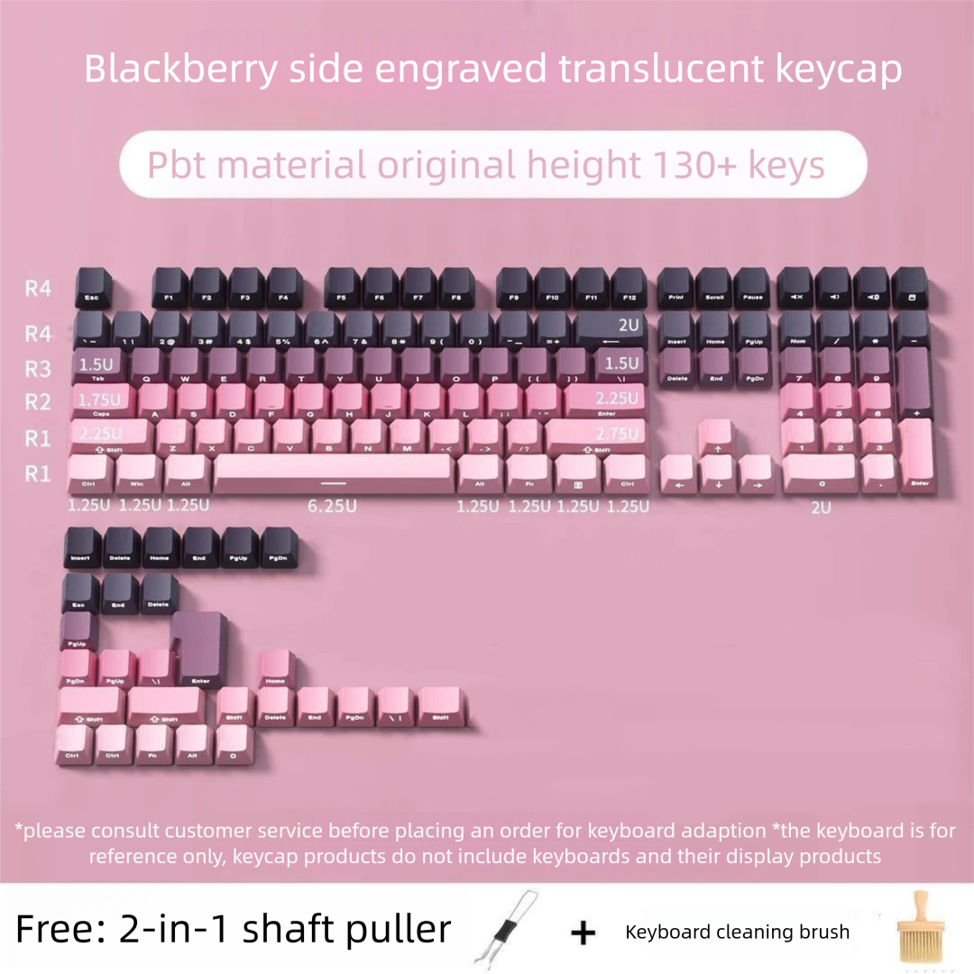 Mist Blue Gradient Side Grawerowane Przezroczyste PBT Dostosowane 130+ Małych Kompletnych Spersonalizowanych Nakładek na Klawisze z Sublimacją Barwnikową_voghion.com