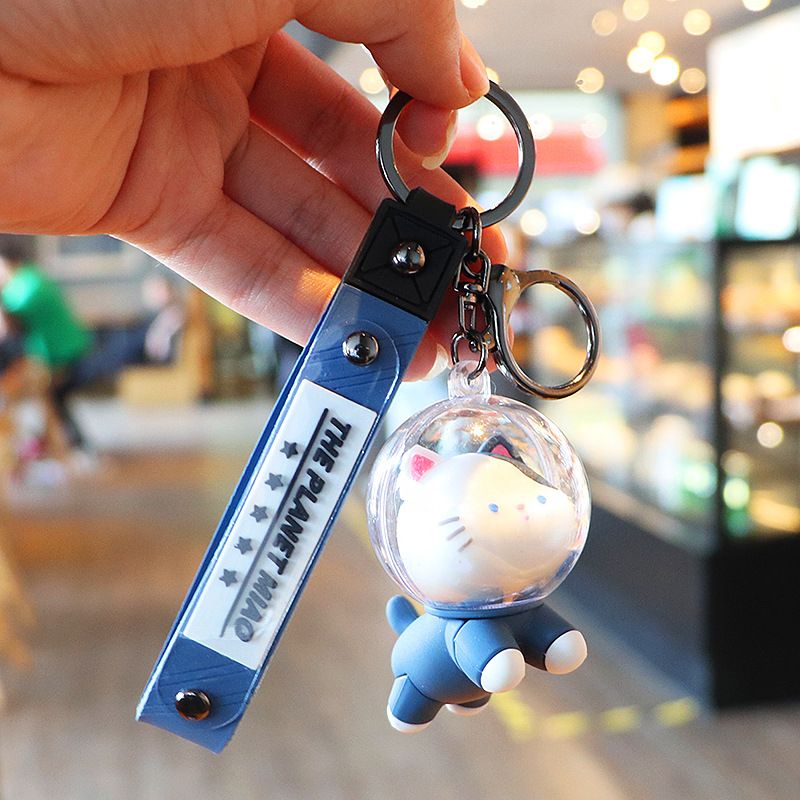 Cartoon space cat couple bag cute car schoolbag men's and women's pendant key chain keychain small gift_voghion.com