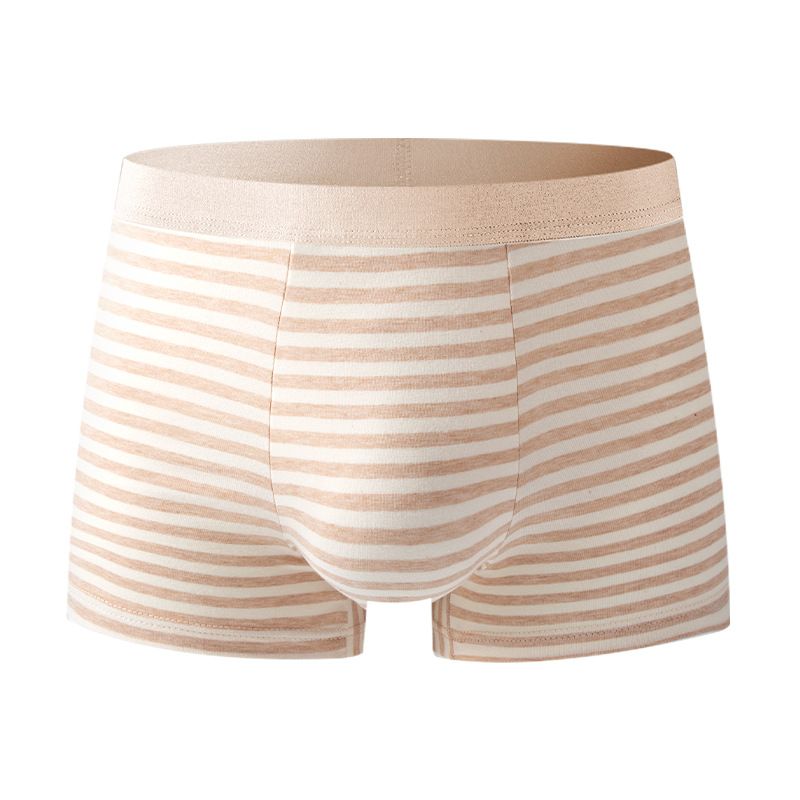 Sous-vêtements pour hommes en pur coton de type A, boxer en coton, taille moyenne, bas en maille respirante, entrejambe, boxer en coton coloré non imprimé ni teint_voghion.com