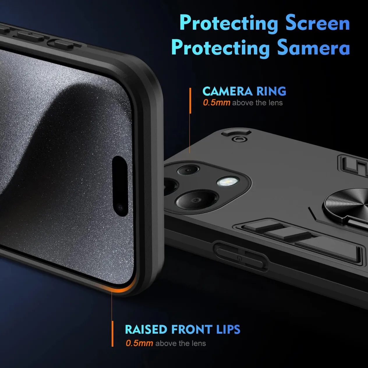 Coque arrière rigide antichoc avec anneau magnétique pour Xiaomi POCO M5S M4 Pro M6 4G_voghion.com