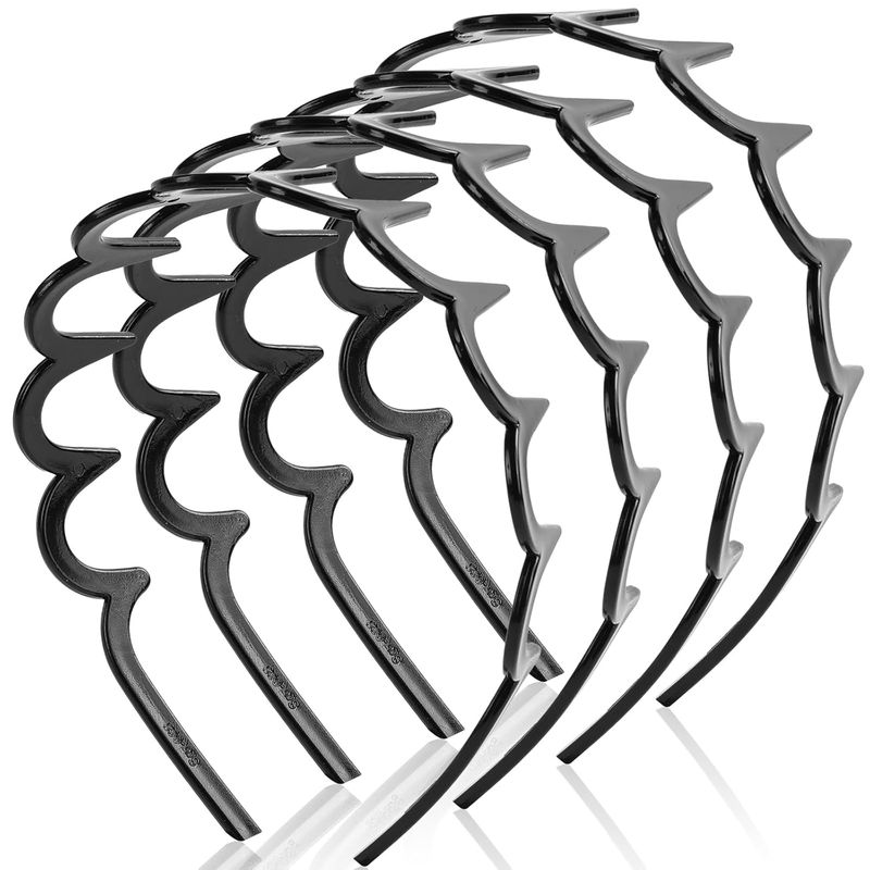 LOPHE Zickzack-Stirnband, 4er-Pack schwarzes Stirnband mit Haifischzähnen, Kunststoff-Stirnband, Zahnhaarkamm, Stirnbänder für Sport, Fitness, Alltag, Frauen und_voghion.com