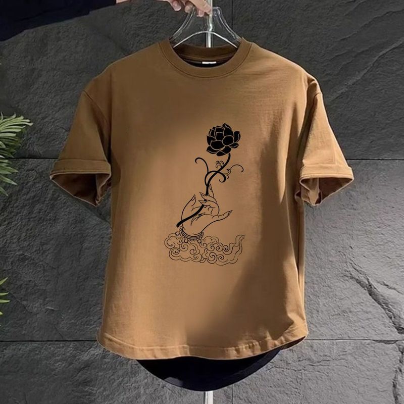 T-shirt d'été à manches courtes pour homme, coupe ajustée, style coréen, décontracté, ourlet incurvé_voghion.com