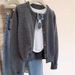 Soft Knit Cardigan Sweater For Women – Light Grey Oversized Coat With Colorful Buttons_voghion.com