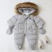 Warm Fleece-Lined Baby Jumpsuit With Hood & Mittens - Winter Infant Romper For Boys & Girls (6M-24M, 66-90cm) - Soft Polyester All-in-One Snowsuit_voghion.com