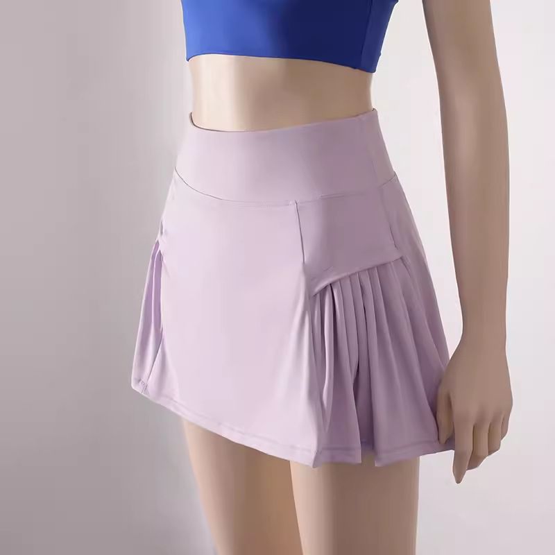 Damenbekleidung Sommer Schnelltrocknender Kurzer Rock Badminton Sportrock Hohe Taille Anti-Exposition A-Linie Marathon Laufen Fitness Tennisrock_voghion.com