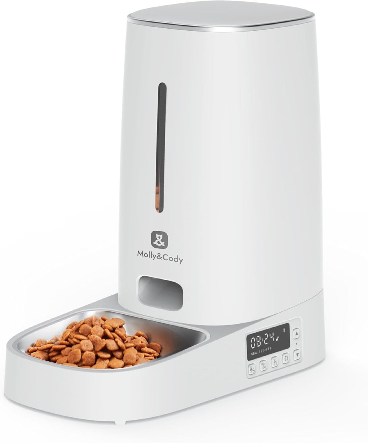 BALOU Futterautomat Für Katzen & Hunde (4L Behälter, automatischer Futterspender für Trockenfutter, Fütterung nach Zeitplan, LED-Anzeige, Tasten_voghion.com