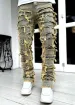 Spring Autumn Individual Patched Black Pants Long Tight Fit Stacked Jeans For Men 240819_voghion.com