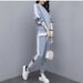 Women's Clothing Two-Piece Sweatshirt Set With Side Slit Pants - Korean Fashion Casual Outfit (Black, Pink, Blue) - Plus Size Available (M-4XL)_voghion.com