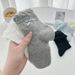 Gray Women's, Mid-calf, Summer Thin Cotton, Cute Edge, Bubble Cuff, Seamless Bow Women's Socks_voghion.com