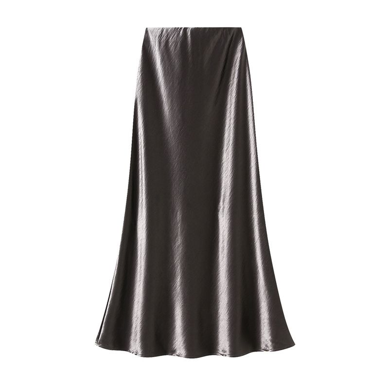 Tailored Pleated Satin Mermaid Skirt For Women; Slender And Slimming, With A Draping Effect._voghion.com