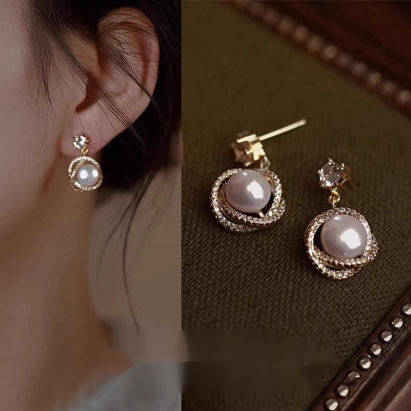 Orecchini eleganti e versatili di alta qualità, con design a stella e perla, nuovi, lussuosi, alla moda, in argento con ago_voghion.com