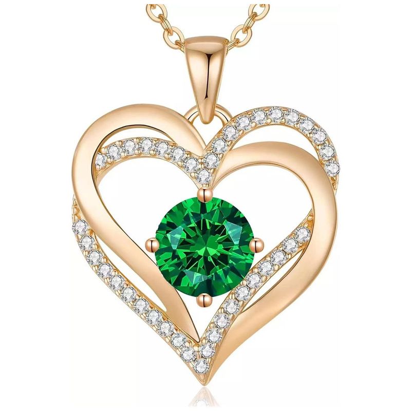 Collana con cuore in pietra portafortuna, luce, lusso, nicchia, temperamento, semplice, tutto abbinato, collana in acciaio al titanio di alta qualità, regalo per la fidanzata_voghion.com
