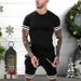 Kurzarm-Shorts für Herren, zweiteilig, Sport, Freizeit, Jugend, europäische und amerikanische Anzüge_voghion.com