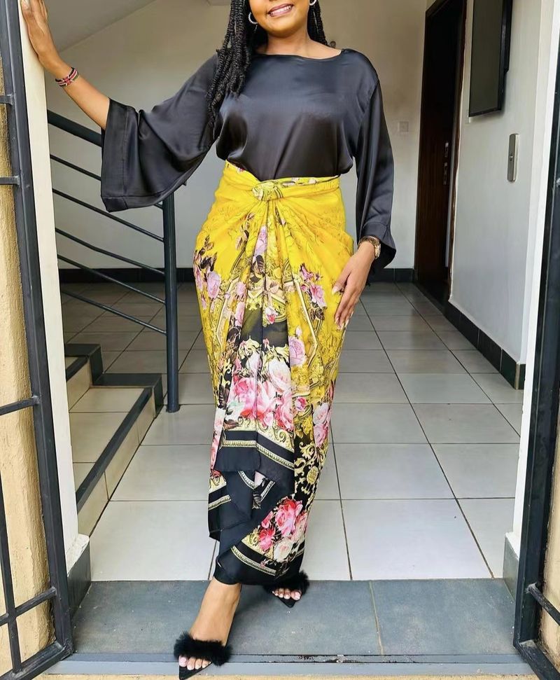Costum casual de damă, la modă cu imprimeu, set din două piese cu bretele largi_voghion.com
