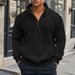 Men's Stand Collar Zip-Up Sweatshirt – Heavyweight Jacquard Pullover (Relaxed Fit, Winter Casual)_voghion.com