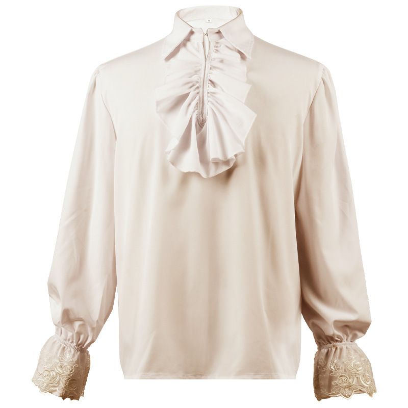Medieval Gothic cosplay top prince white shirt stage performance costume_voghion.com
