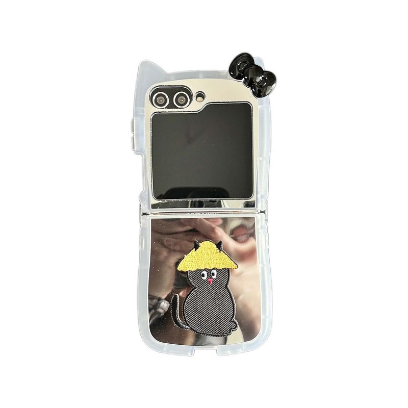 Mirror Cartoon Samsung Galaxy Zflip6/4/3 Folding Phone Case for Zflip5 Generation Cute Cat_voghion.com