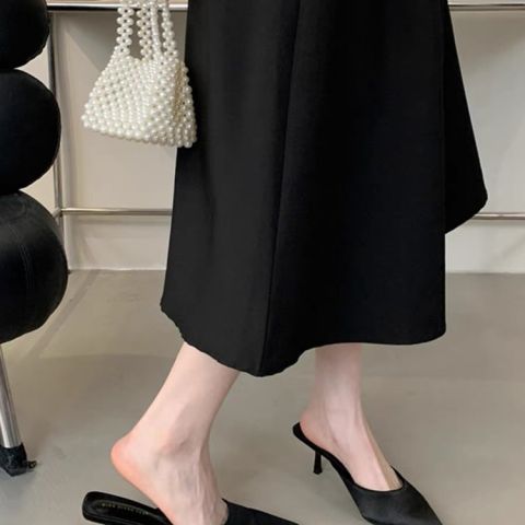 High Heels, Slippers, Low Small Pointed Empty Half Drag, 2025 Spring/summer New Style, Suede Toe, Cat Irregular Heel,_voghion.com