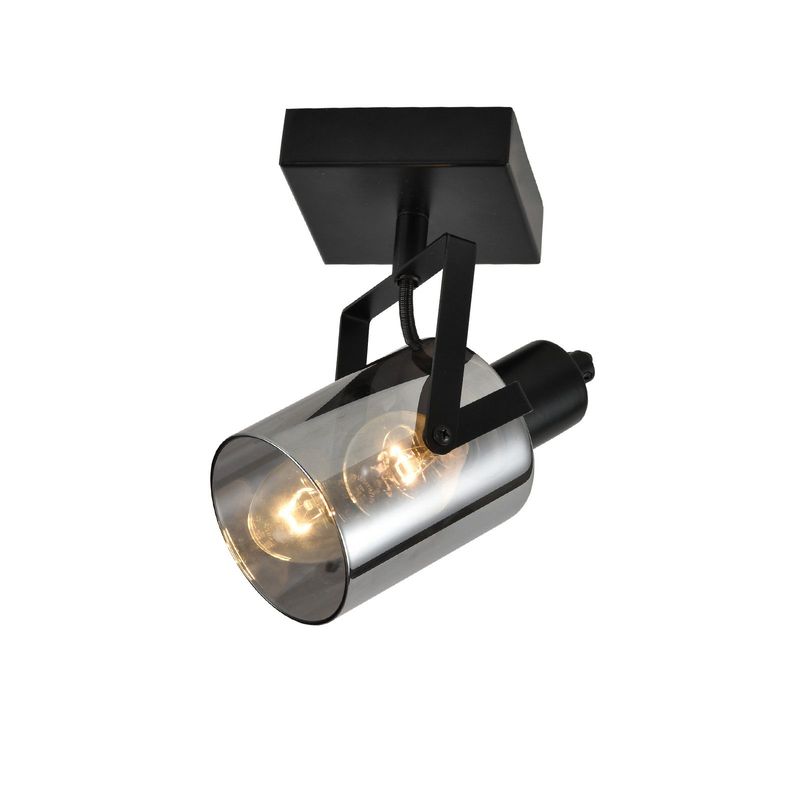 Deckenstrahler Vintage Deckenlampe 1flammig - Retro Rauchgrau Glas Deckenleuchte E14 Fassung Industrial Schwarz Deckenspot Max. 40W Für Küche Wohnz_voghion.com