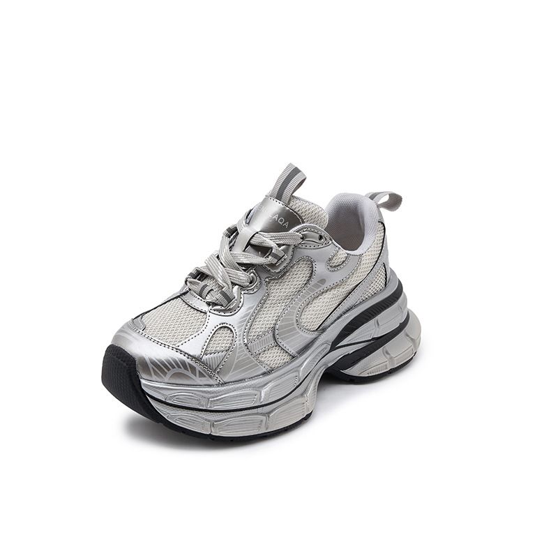 RenMou 7 cm dicke Sohle Paris Dad für Damen 2024 Herbst Neue Kollektion Dirty Mesh Kleine Höhenerhöhung Casual Sports Schuhe Exklusives Angebot_voghion.com