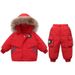 Winter-Steppjacke und -hose für Kleinkinder – Weicher Daunenmantel mit abnehmbarem Schritt für Jungen und Mädchen (Grün/Beige/Gelb/Rot, 80–100 cm)_voghion.com
