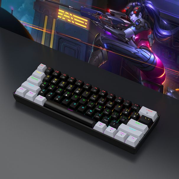 61-Key Mechanical Keyboard Green Axis Dual-color Keypad Mini Luminous Game Keyboard Portable Compact Computer Keyboard_voghion.com