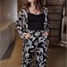 Women's Clothing  digital printing long sleeved ribbon top and trousers two piece set_voghion.com