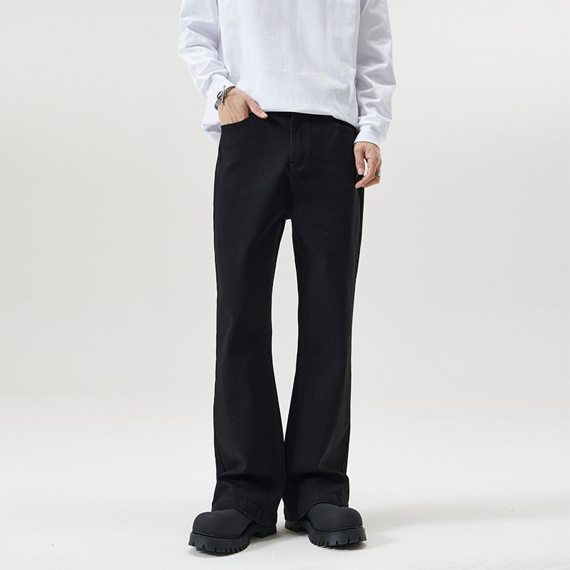 Vêtements pour hommes automne et hiver, jeans évasés élastiques noirs Machete, pantalons longs bootcut pour hommes, coupe slim et jambes longues_voghion.com