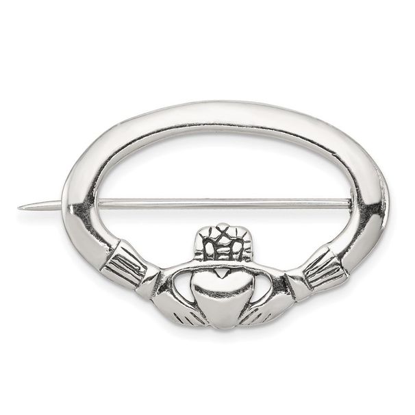 Sterling Silver Antiqued Claddagh Pin_voghion.com