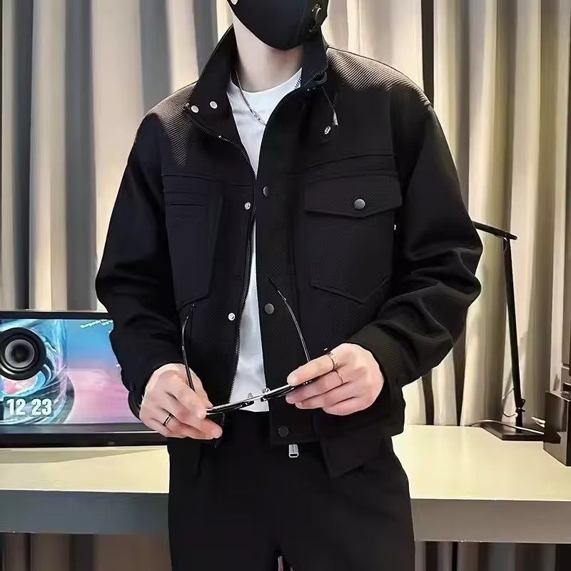 Herrenbekleidung Slim Fit Herrenjacke mit Kapuze, trendiger lässiger Reißverschlussmantel, leichte Polyester-Oberbekleidung für Frühling und Herbst für Teenager und junge Erwachsene_voghion.com