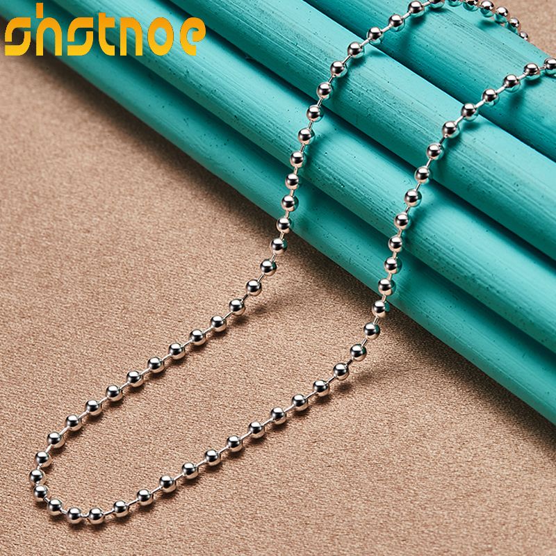 Gatavs krājums SHSTONE Sterg Sier 2 mm 18 collu lodīšu pērlīšu ķēdes kaklarota sievietēm ballītēm, saderināšanās kāzām, modes šarms, rotaslietas dāvanas_voghion.com