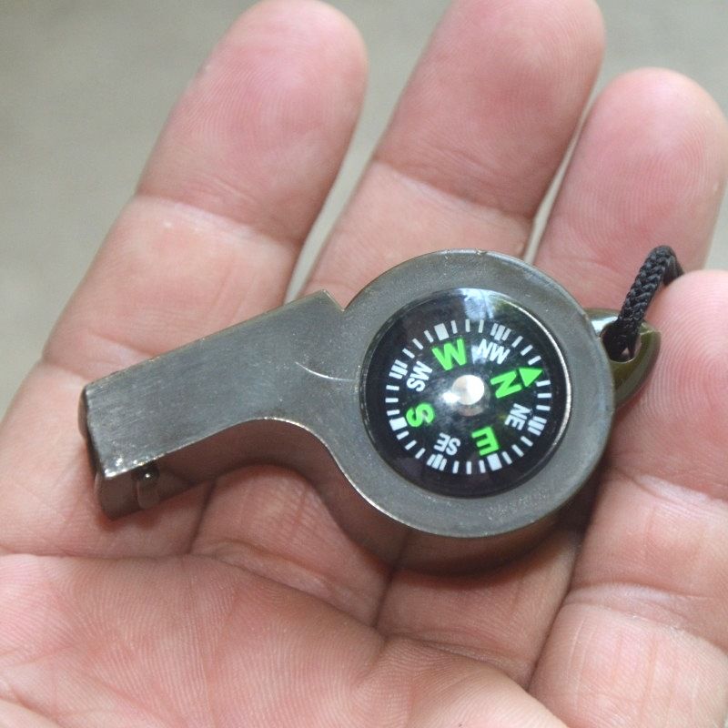 ​2-in-1 Survival Whistle With Compass – Emergency Outdoor Tool For Hiking, Camping & Adventures (Army Green/Yellow)​_voghion.com
