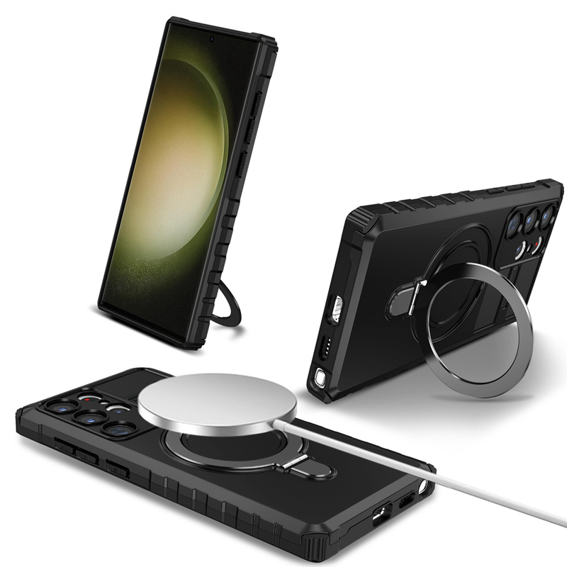 KEYSION magnētiskais vāciņš priekš MagSafe priekš Samsung S23 Ultra S23+ S22 Plus S21 S20 FE zvana statīva tālruņa vāciņš priekš Galaxy Note 20 Ultra_voghion.com