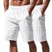 Pantaloncini da spiaggia in lino da uomo, confezione da 2, larghi pantaloni estivi casual, tinta unita, ad asciugatura rapida e comfort_voghion.com