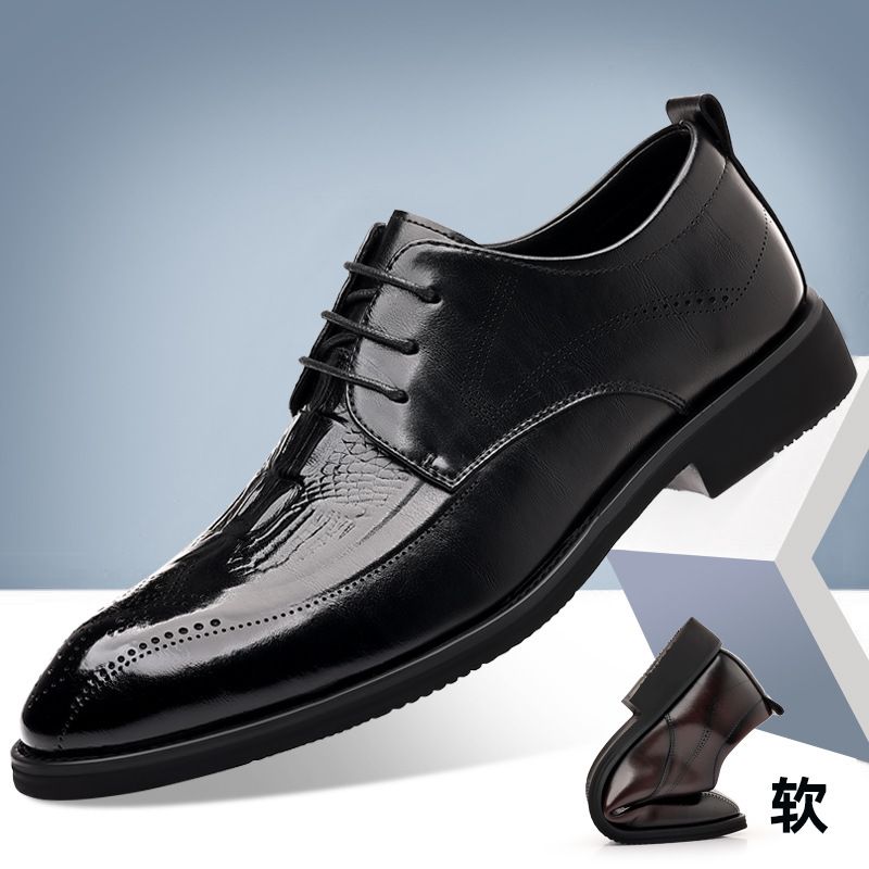 Oberschicht Rindsleder im britischen Stil Business Formal Echtleder Brogue Schuhe Herren Krokodilmuster_voghion.com