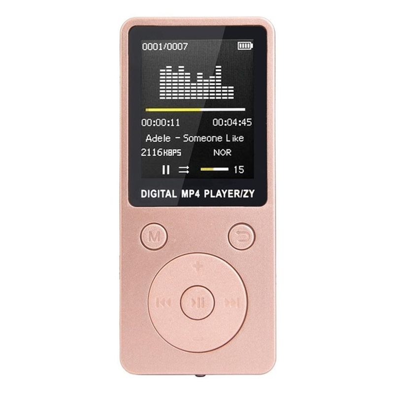 Nešiojamas MP4 belaidis garso muzikos grotuvas, FM įrašymo įrenginys, „Walkman“ grotuvas, mini, palaikantis muziką, radiją, įrašymą, MP3, TF korteles, be atminties (rožinis)_voghion.com