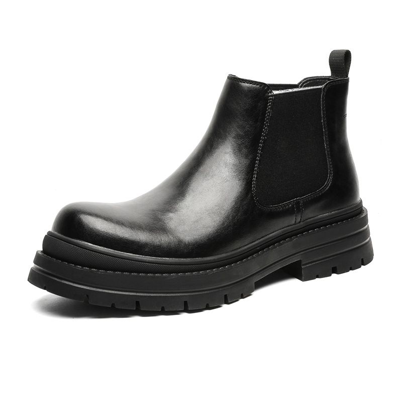 Thick-soled Heightening Chelsea Boots Overalls Short Boots Retro Tooling Boots_voghion.com