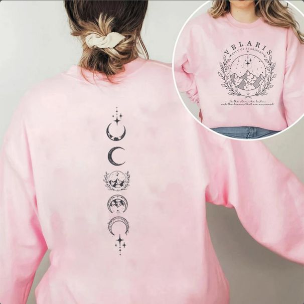 Sweatshirt - City Of Starlight Print, Cozy Oversized Pullover, Soft Polyester Blend, Unisex Casual Long Sleeve Top_voghion.com