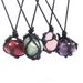 Collana fatta a mano con sacchetto di rete di cristallo - Ciondolo in pietra naturale da 2 pollici con corda regolabile da 18 a 22 pollici, gioiello curativo retrò boho per energia positiva_voghion.com