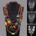 Catene Collana unica Accessorio Festa Perline colorate Perline di legno multicolore Strati per vestirsi_voghion.com