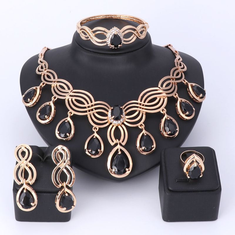 Rafinat Dubai Tassel Gem Luxury Color Gold Crystal Necklace Big Nigerian Wedding Pearls African Beads Jewelry Sets_voghion.com