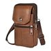Kunjiuyou Multi Pockets Gladde Ritssluiting Knoopsluiting Telefoon Heuptas Heren Leren Mobiele Telefoon Kleine Borst Schouder Heuptas-Bruin_voghion.com