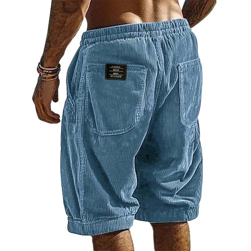 Men's Corduroy Shorts Summer Casual Comfortable Elastic Waist Drawstring Multiple Colors Fashionable Cargo Pants_voghion.com