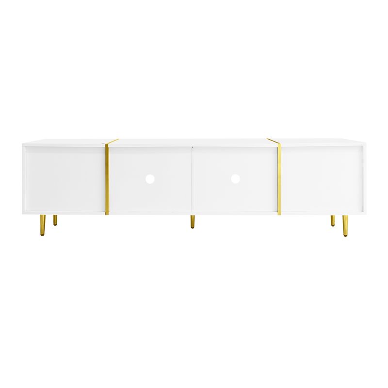 Moderner Hochglanz-Weiß TV-Schrank und Couchtisch Set_voghion.com