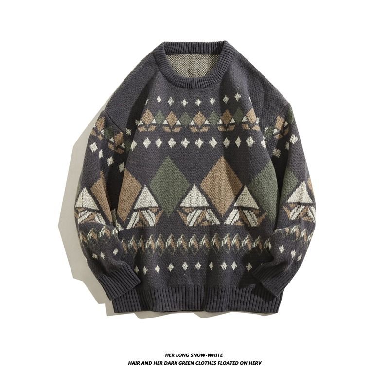 New casual sweater men's traditional retro spring and autumn winter loose oversized ethnic style knitted sweater jacket_voghion.com