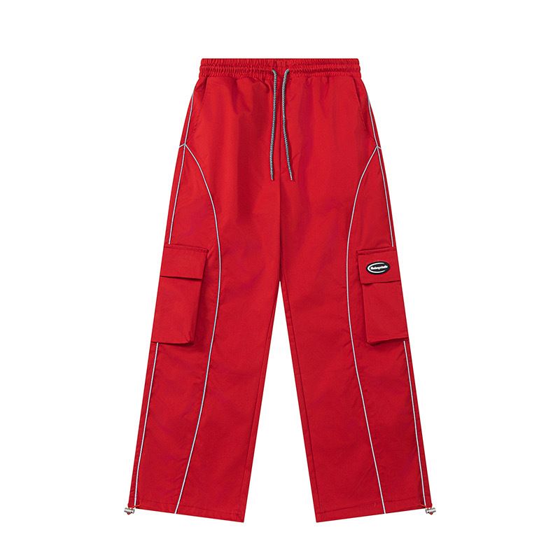 Pantalon cargo drapé bleu foncé surdimensionné de style américain pour le printemps et l'automne 2025_voghion.com