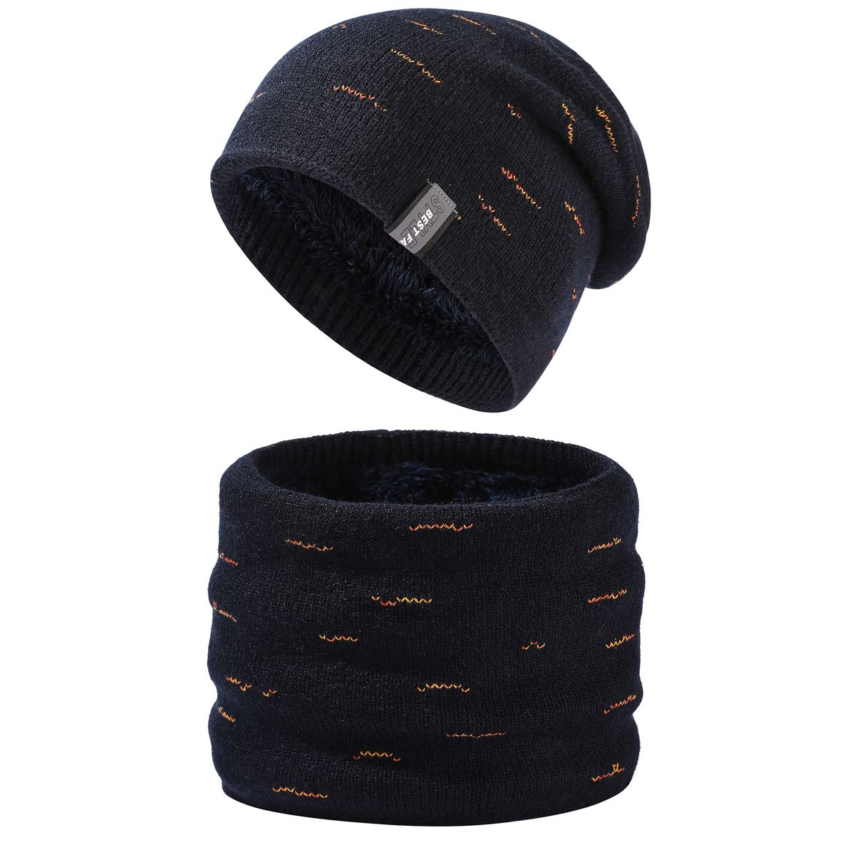Apparel Accessories in stock Winter fleece-lined Knitted Wool Hat Big Head Men's Fashionable All-match Neck Hat Two-piece Set_voghion.com