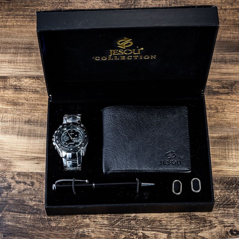 Men's Gift Exquisite Packaging Watch + Pen Wallet Fashionable Simple Combination Set_voghion.com